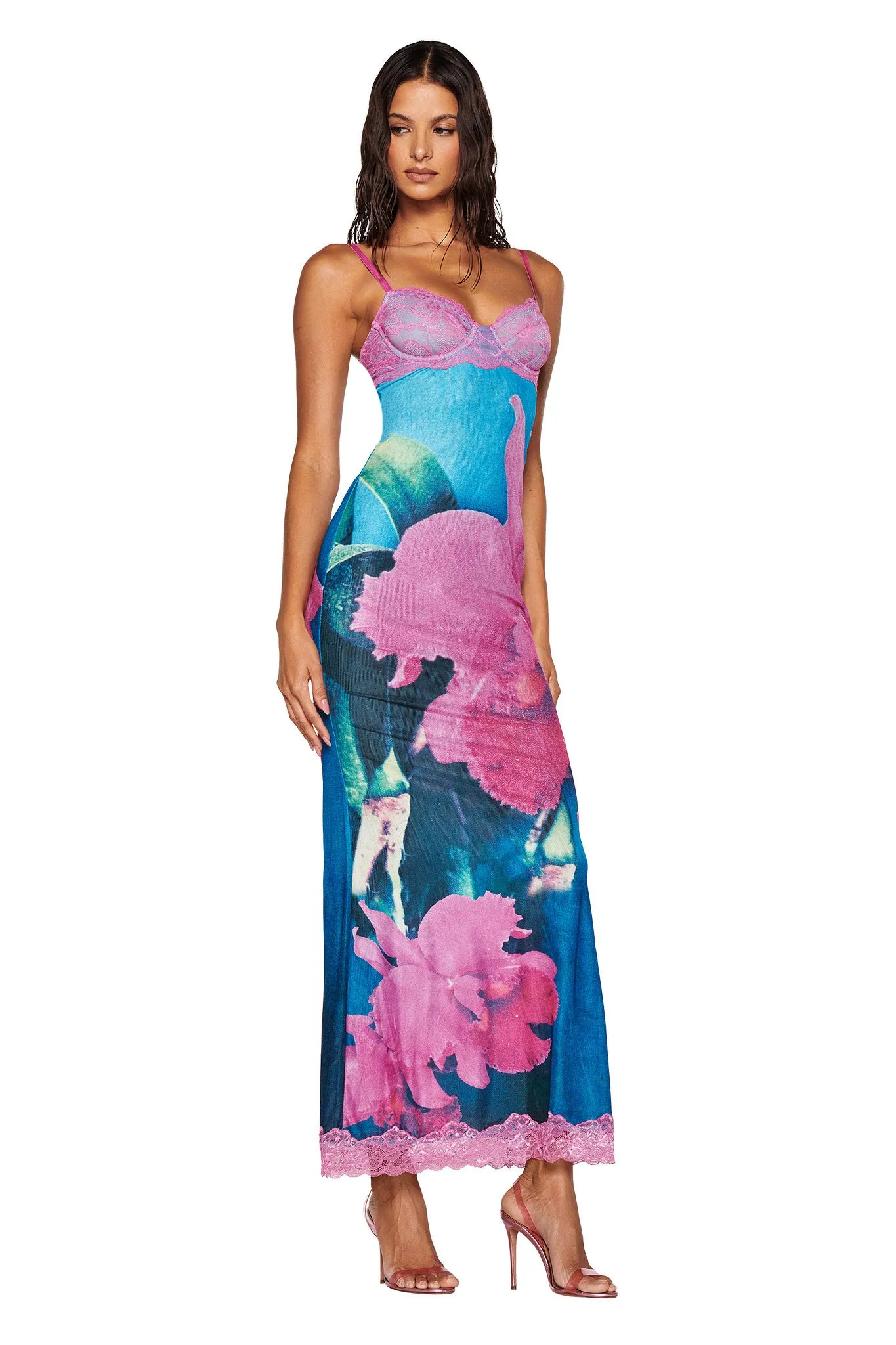 CALYPSO MAXI DRESS - BLUE : FLORAL : BLUE ORCHID PRINT