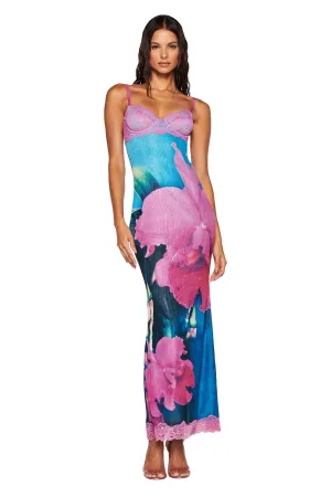 CALYPSO MAXI DRESS - BLUE : FLORAL : BLUE ORCHID PRINT