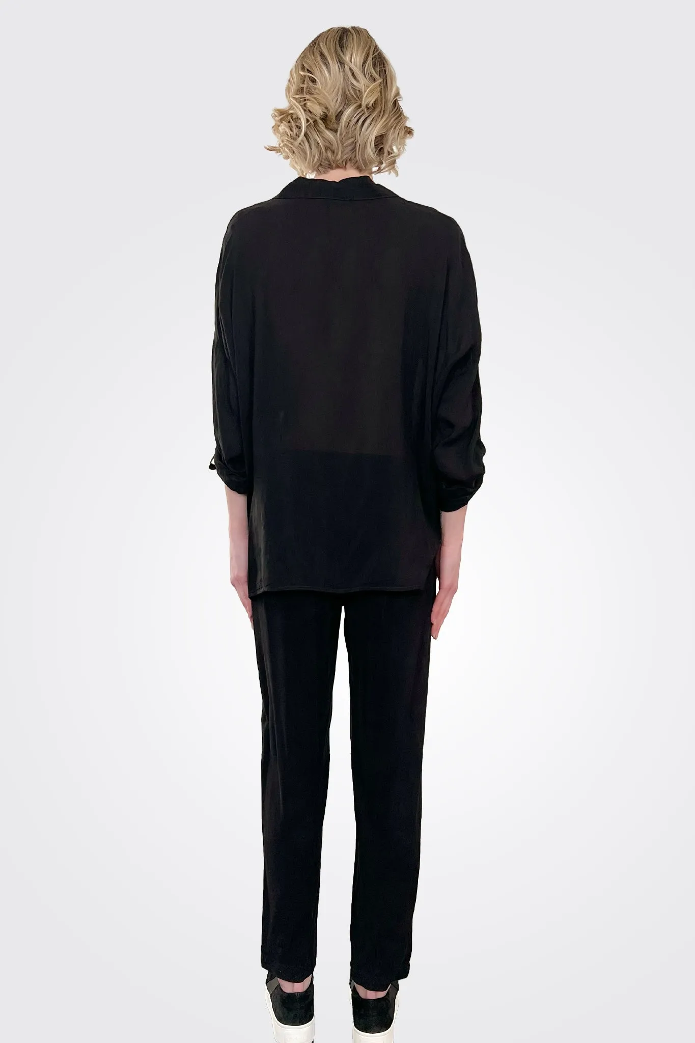 Cargo Pocket Tie Front Top - Black
