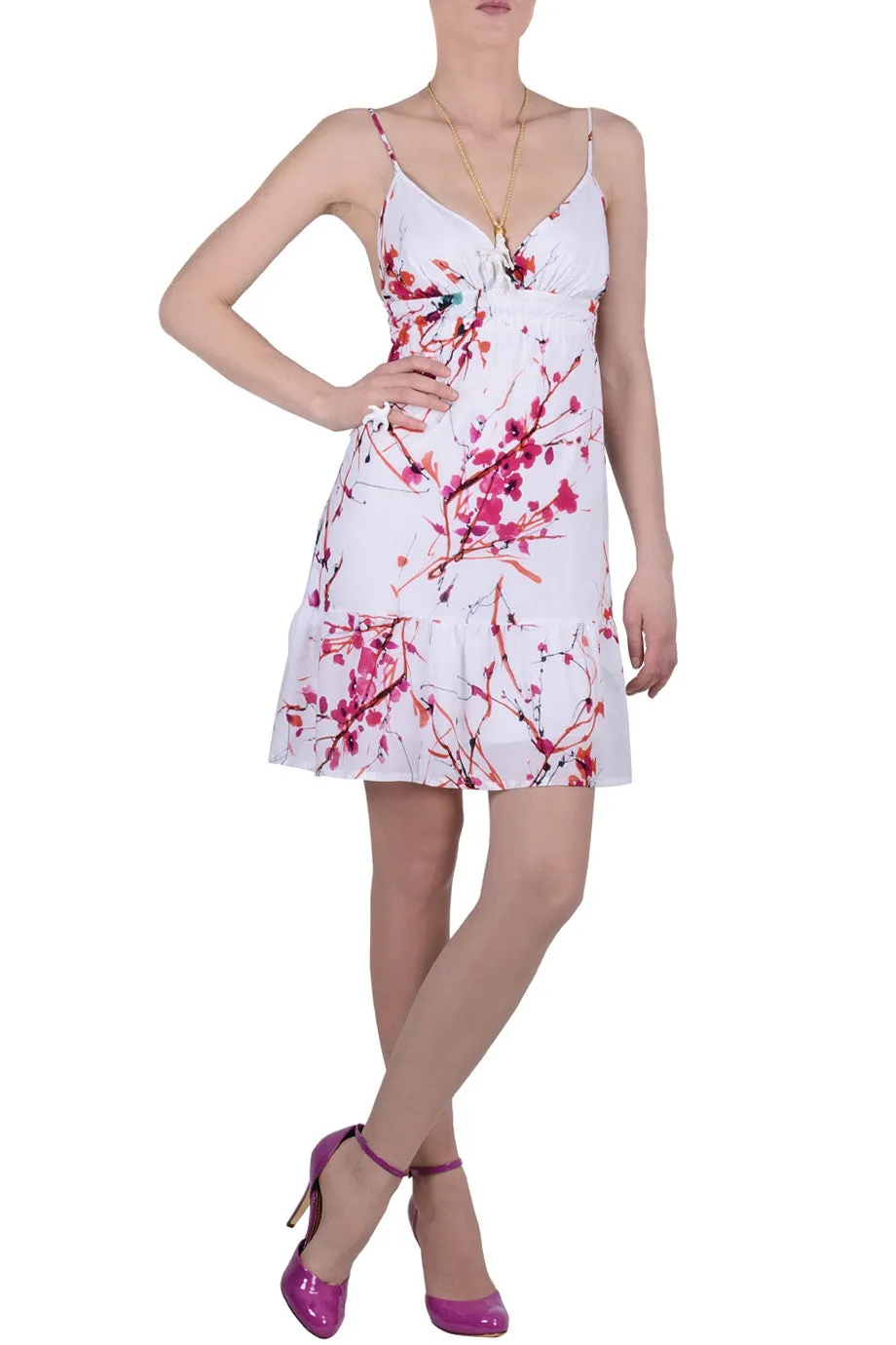 CARLOS MIELE AQUARELLE White Floral Printed Dress
