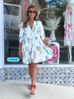 Ceramics Print Short Dress
