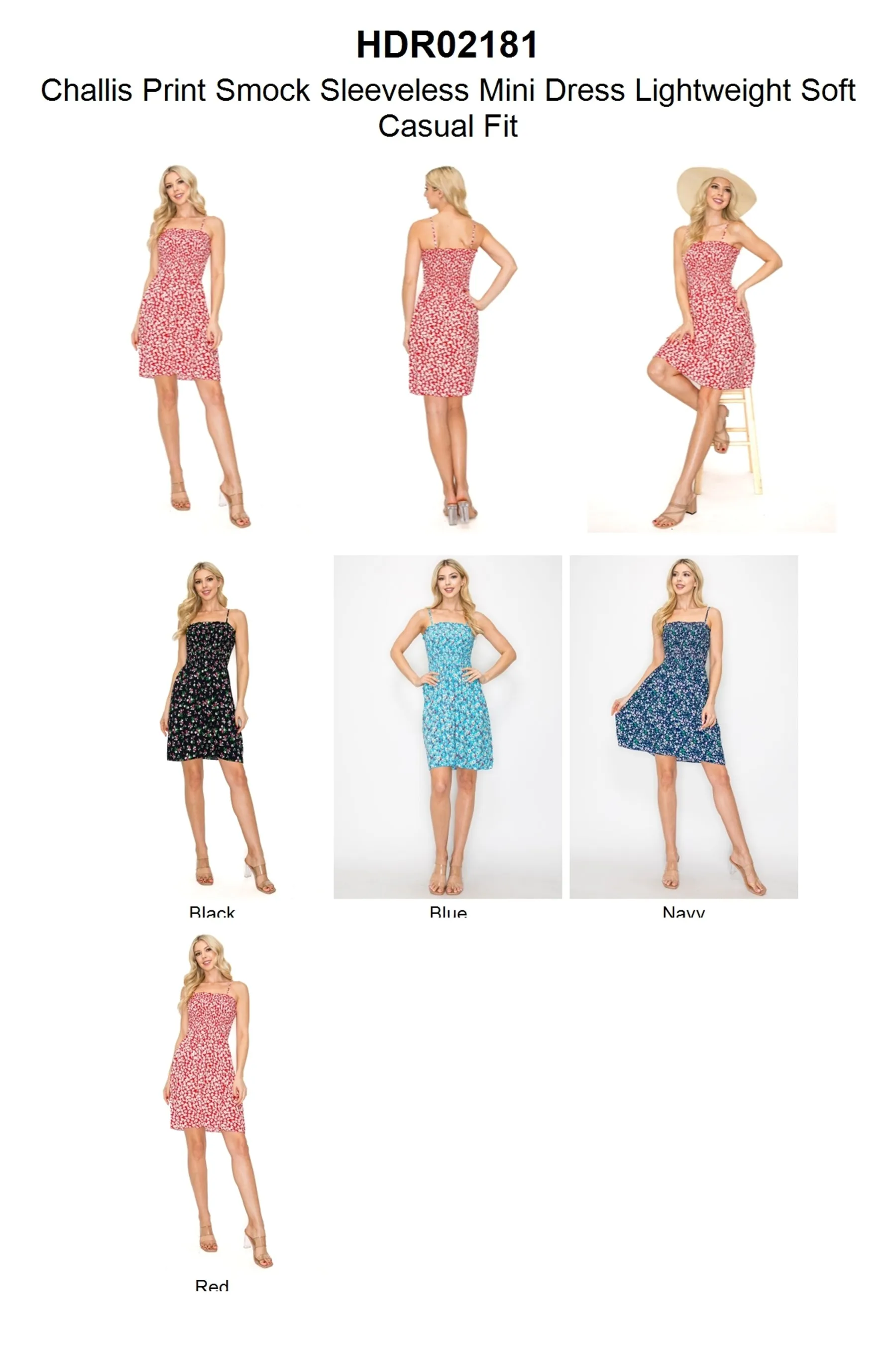 Challis Print Smock Sleeveless Mini Dress Lightweight Soft Casual Fit ZD22067C77 $6.50EACH