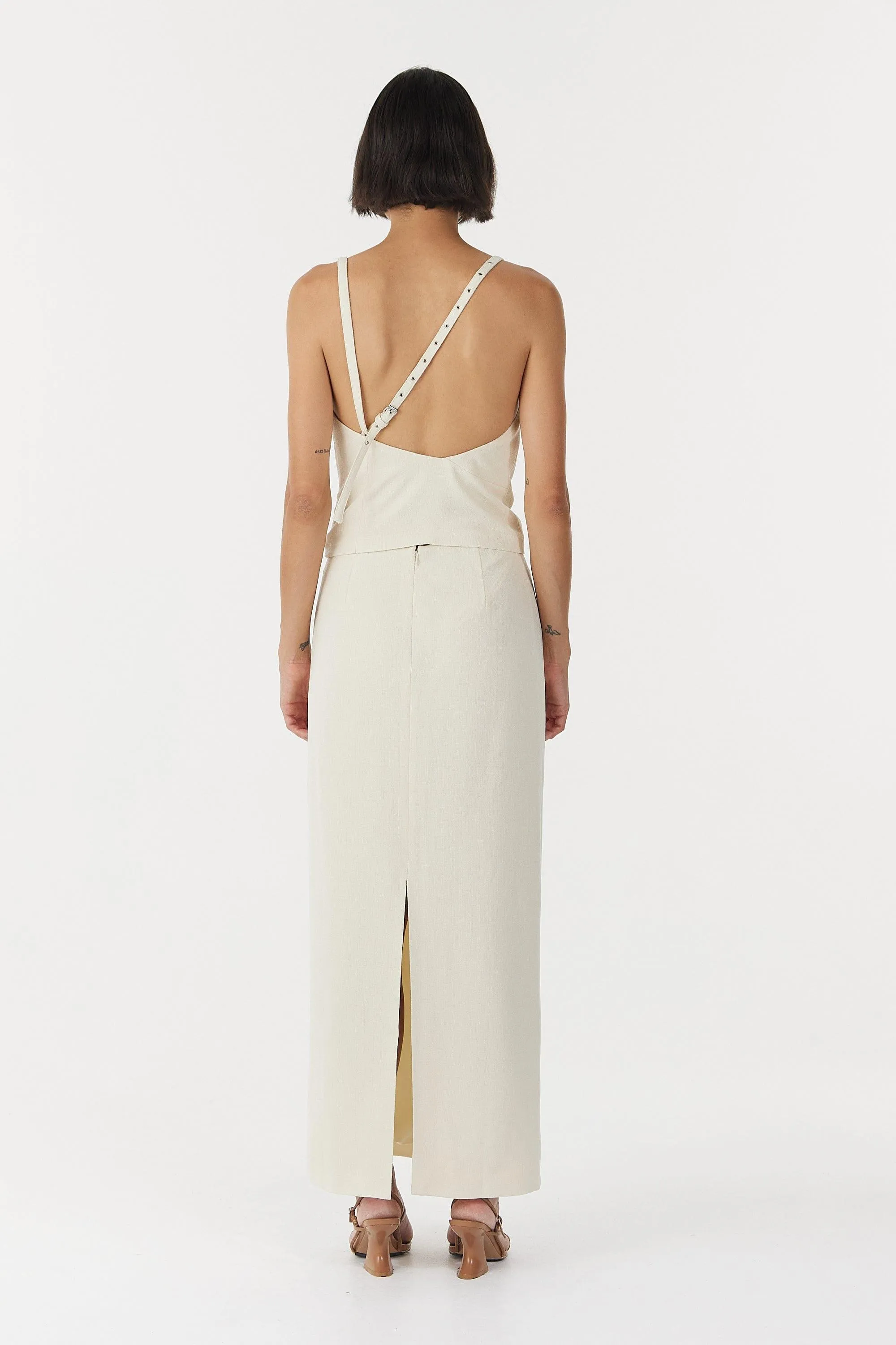 CHROME VISION ASYMMETRIC BODICE | CREAM