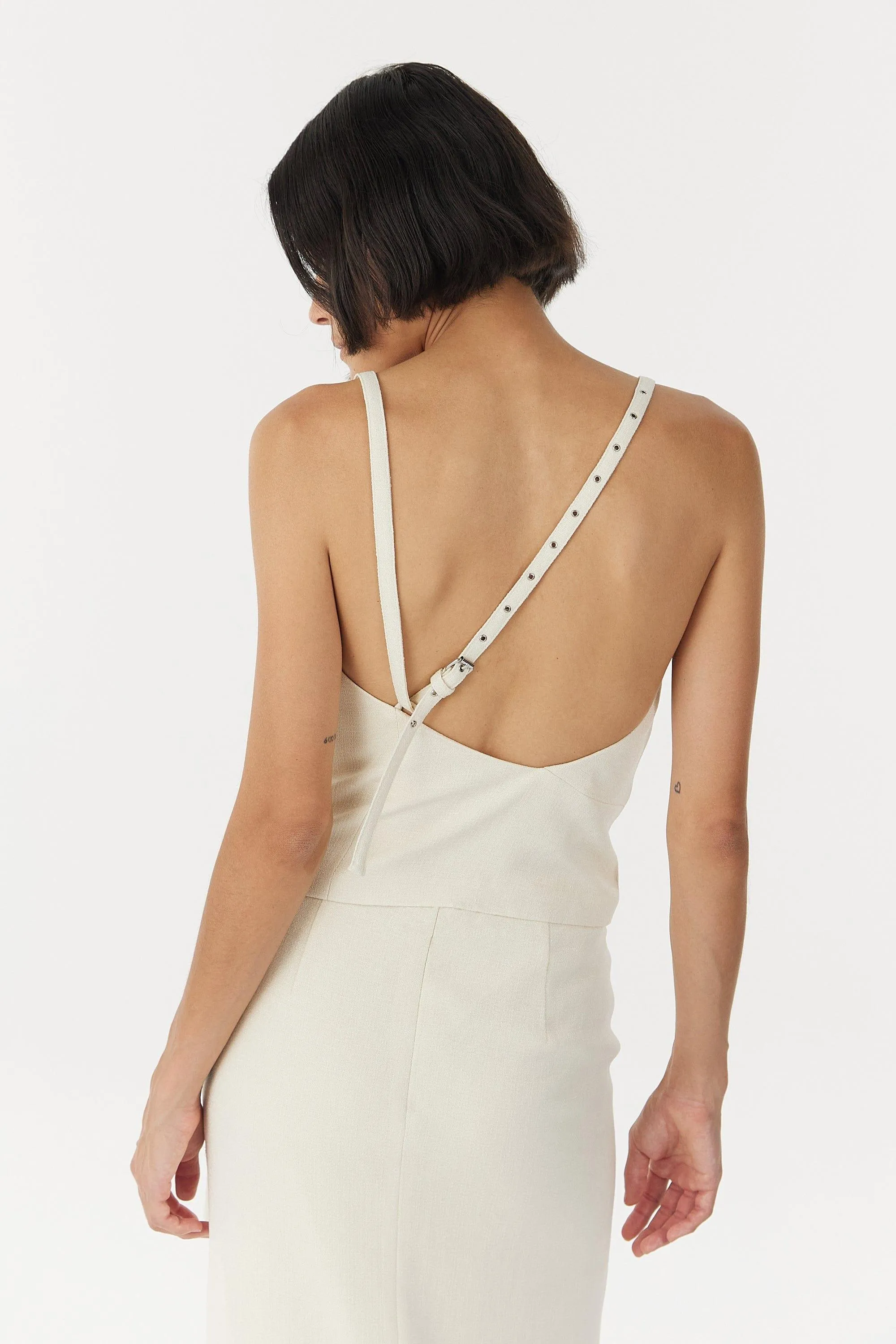 CHROME VISION ASYMMETRIC BODICE | CREAM