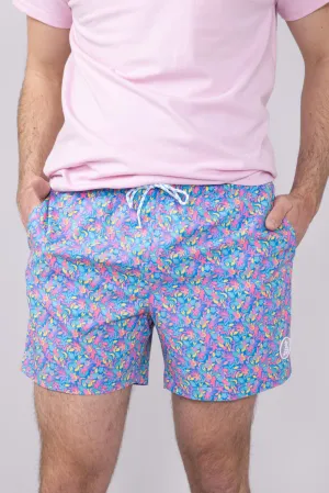 Chubbies Classic Lined Swim Trunks 5.5” Shorts for Men in Blue Floral | 126232-09