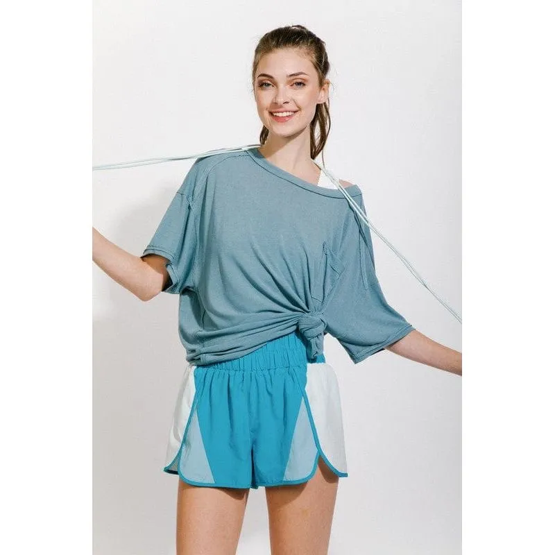 Color-block activewear shorts