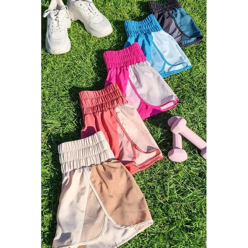 Color-block activewear shorts