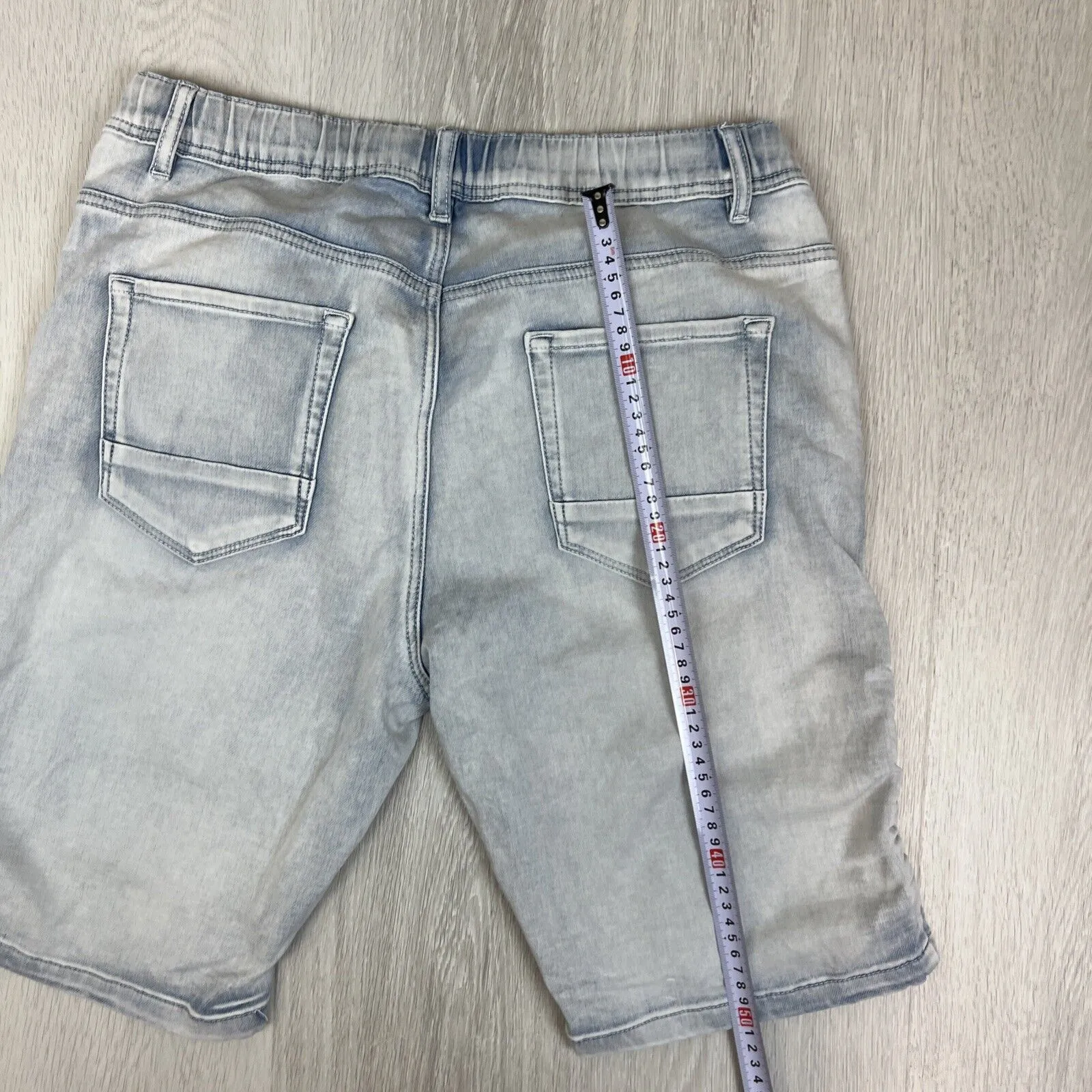 Connor Mens Denim Elastic Waist Pin Tuck Leg Shorts Size 34