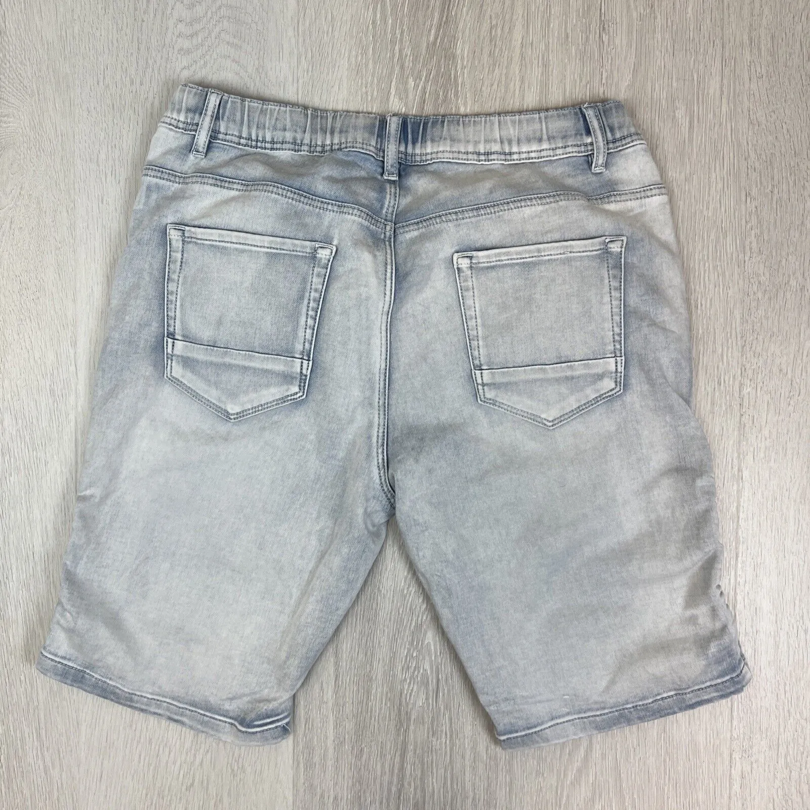 Connor Mens Denim Elastic Waist Pin Tuck Leg Shorts Size 34