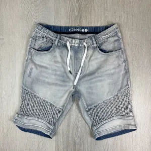 Connor Mens Denim Elastic Waist Pin Tuck Leg Shorts Size 34