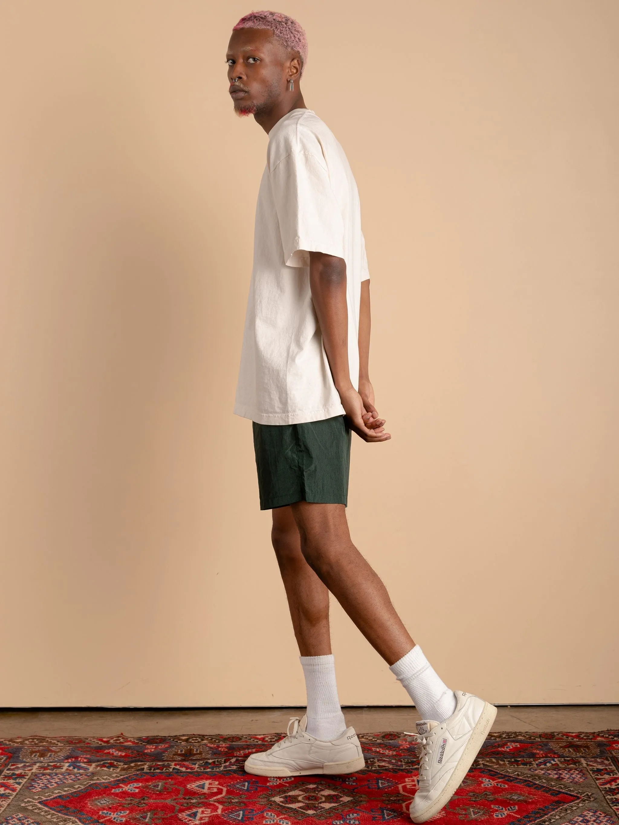 Crinkle Nylon Shorts-Emerald