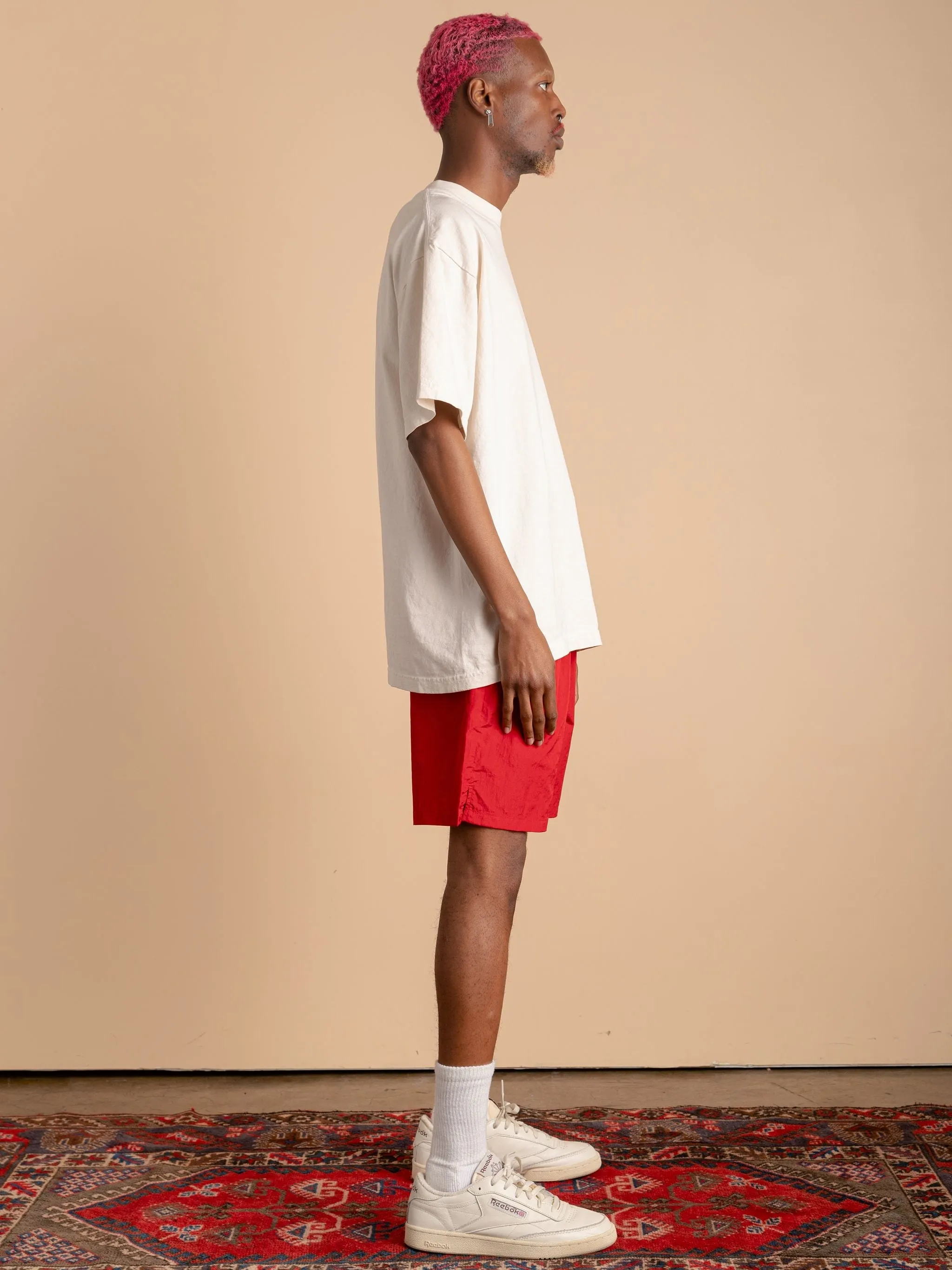Crinkle Nylon Shorts-Red