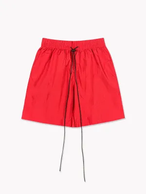 Crinkle Nylon Shorts-Red