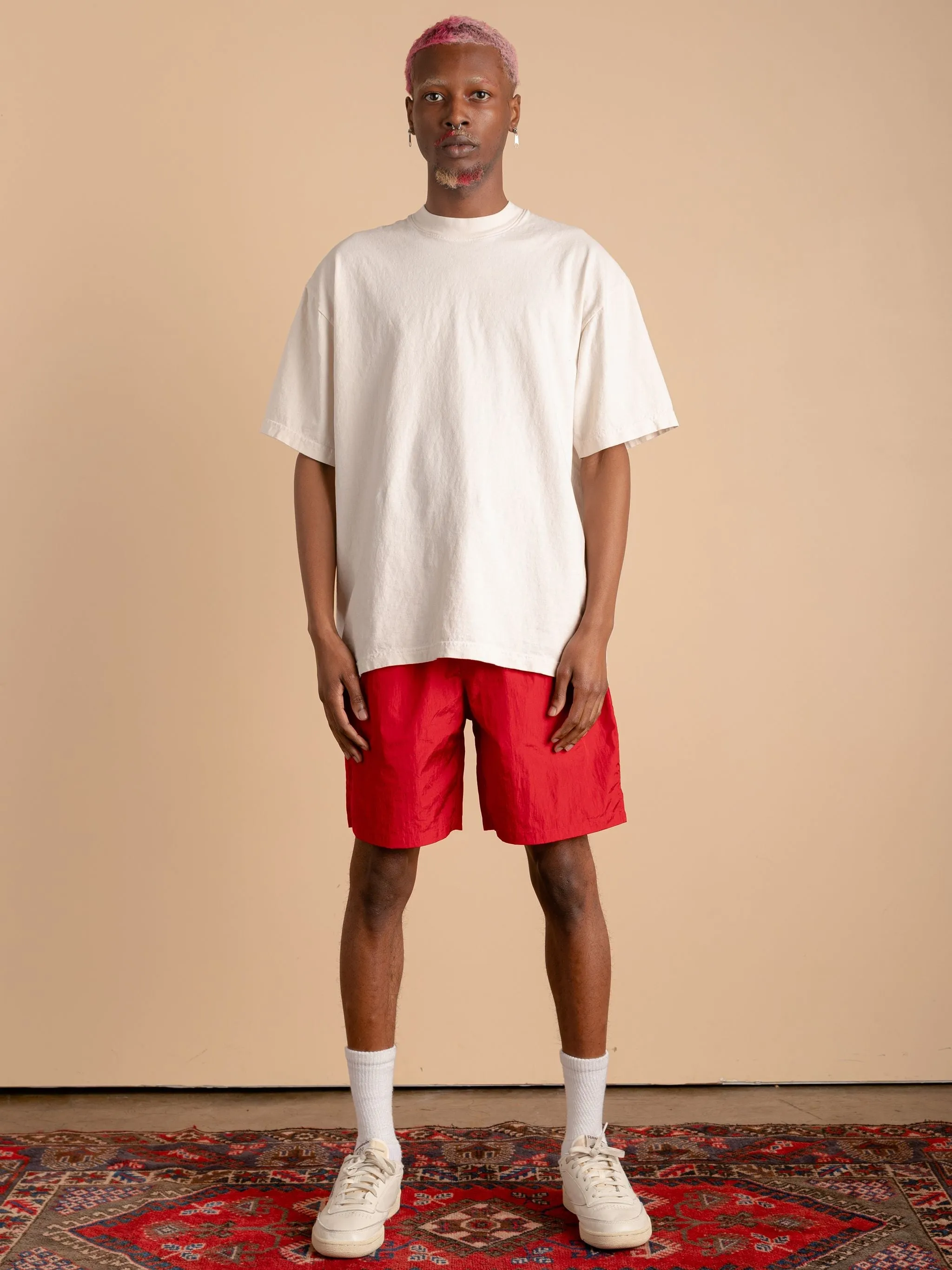 Crinkle Nylon Shorts-Red