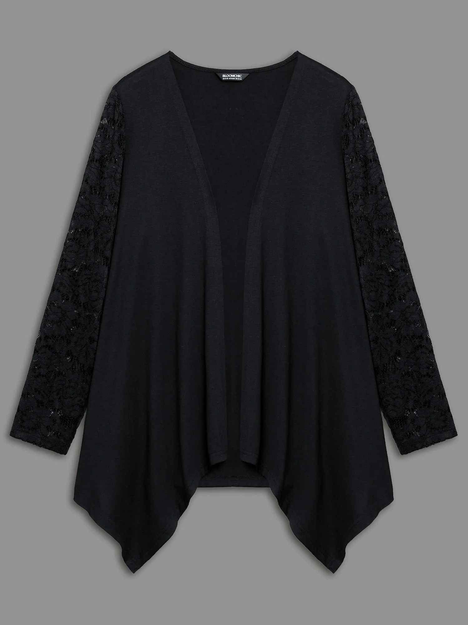 Crochet Lace Mesh Asymmetrical Trim Cardigan