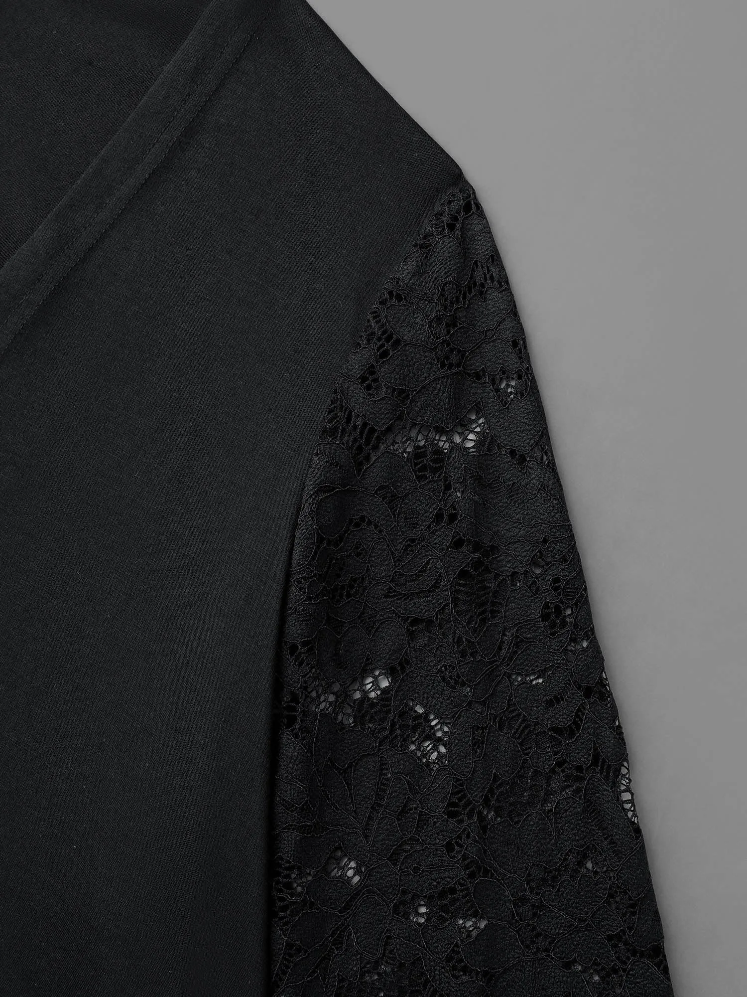 Crochet Lace Mesh Asymmetrical Trim Cardigan