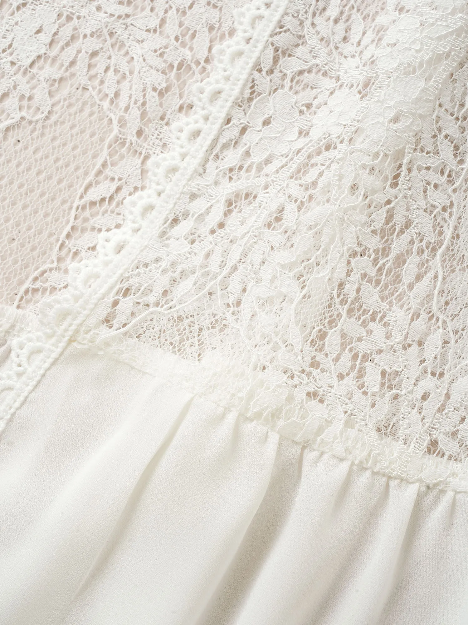 Crochet Lace Mesh Gathered Ruffles Kimono