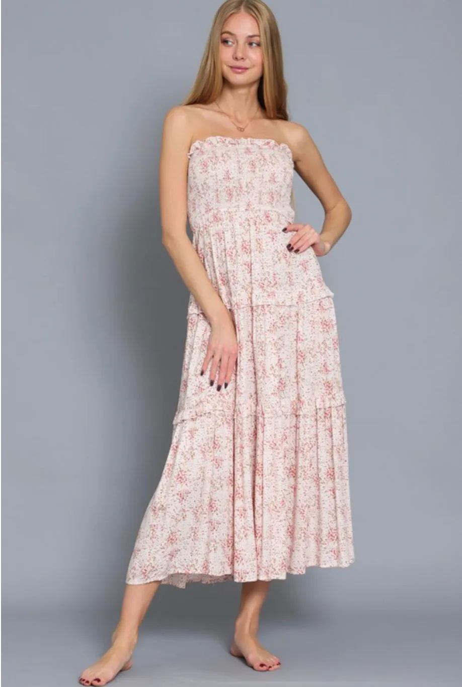 D118 SMOCK TUBE TIER DRESS