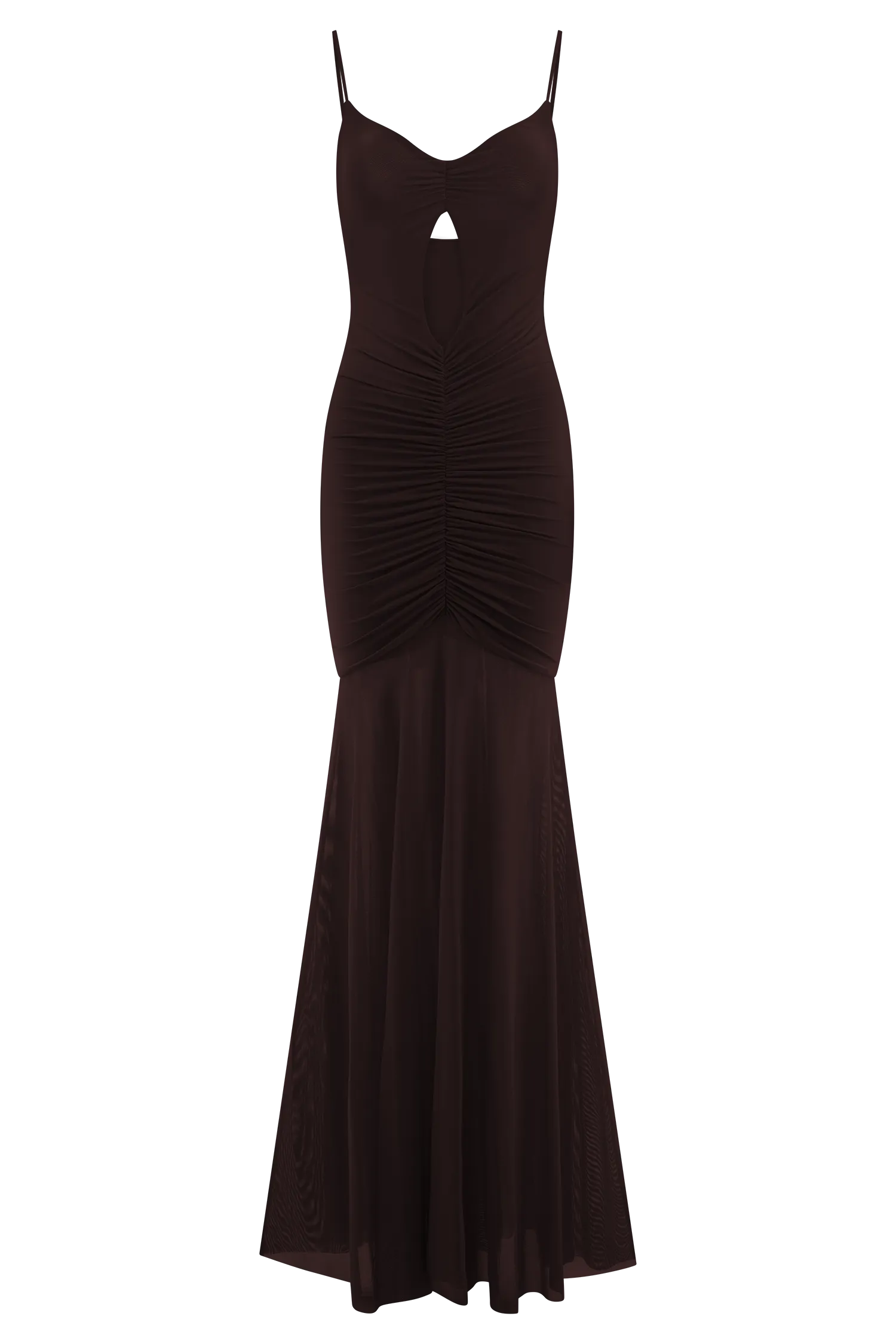 Delaney Slinky And Mesh Maxi Dress - Chocolate
