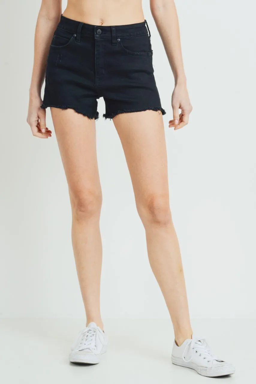 Denim High Waisted Peek A Boo Pocket Shorts