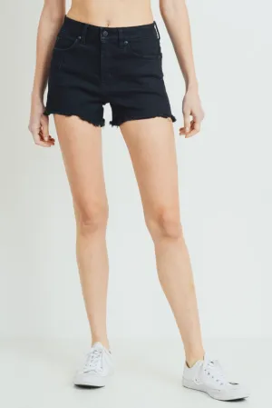 Denim High Waisted Peek A Boo Pocket Shorts