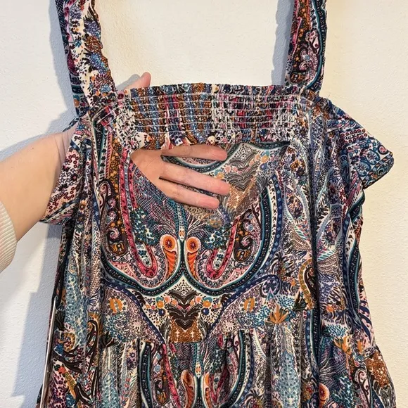 Dex Tiered Flowy Sundress with Keyhole Back Multicolor Maxi