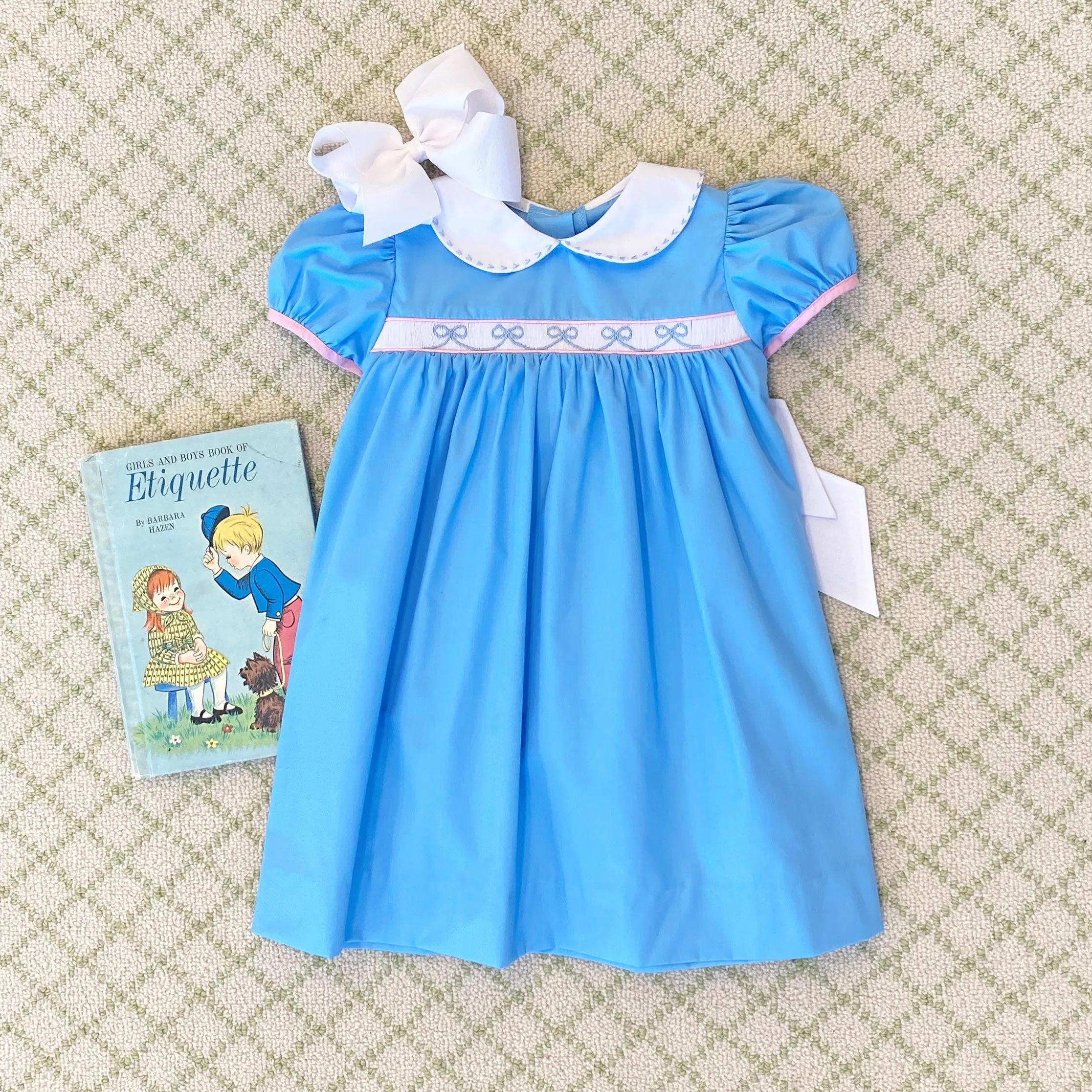 Dottie Hart Dress - Brookline Blue with Worth Avenue White