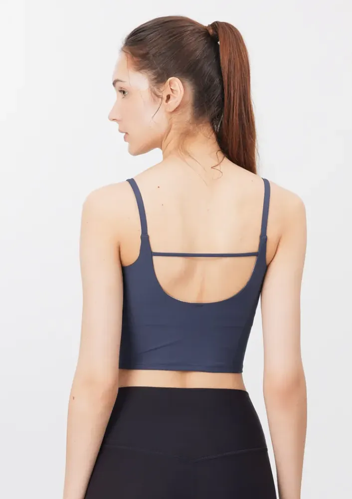 easyoga LA-VEDA U-Shape Cropped Tank (Nylon) - B08 Ink Blue