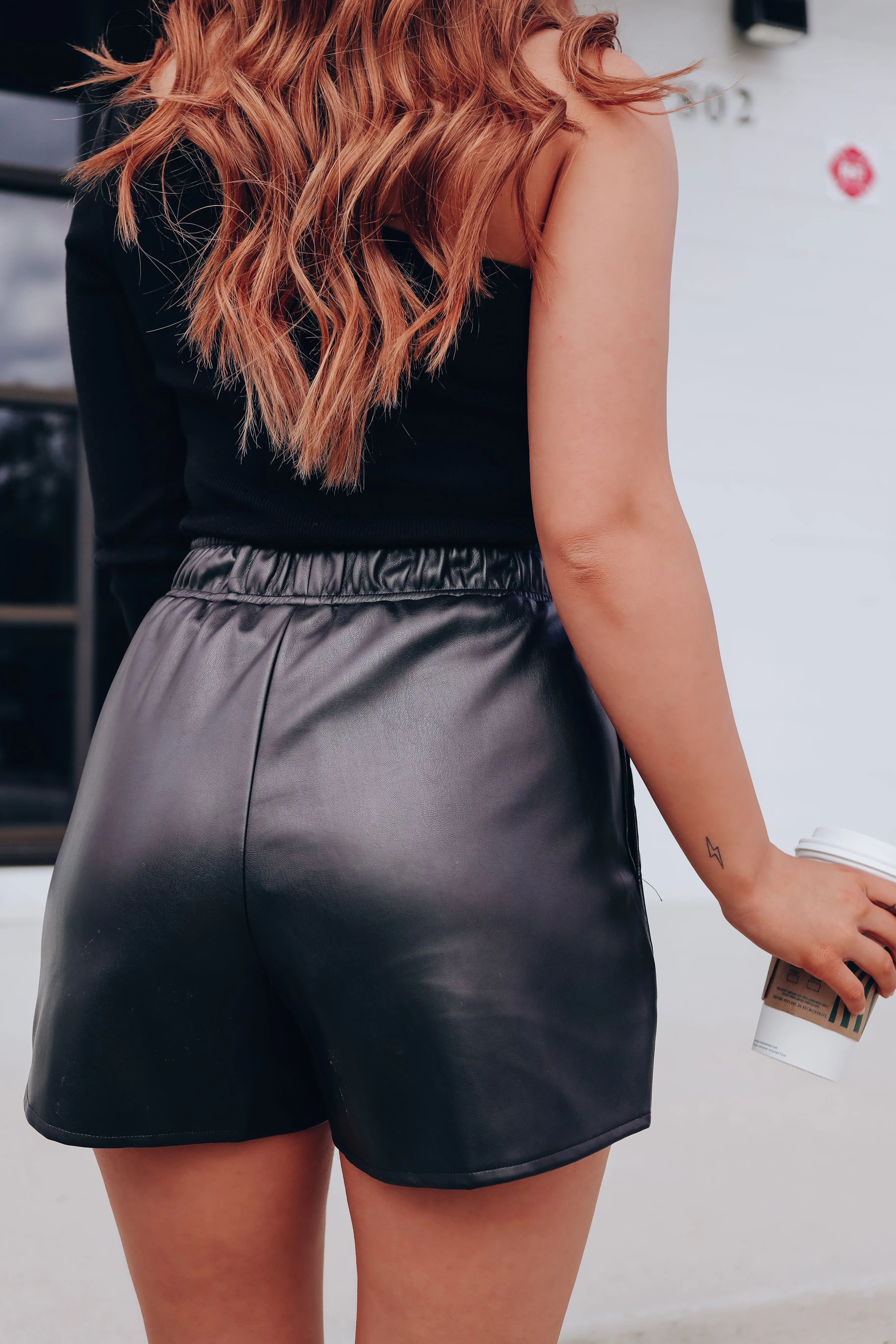 Elevation Faux Leather Shorts - Black