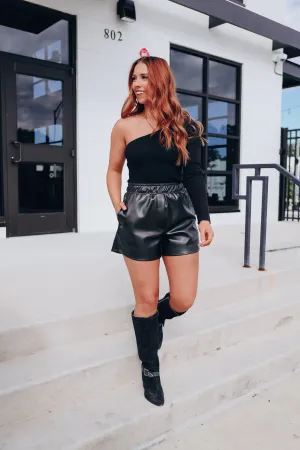 Elevation Faux Leather Shorts - Black