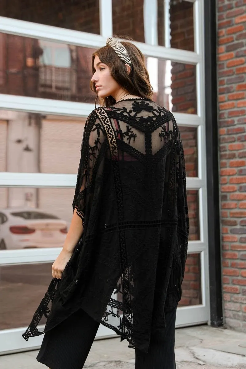 Embroidered Mesh Leaf Kimonos.