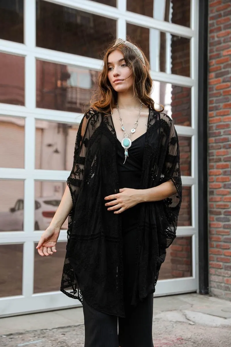 Embroidered Mesh Leaf Kimonos.