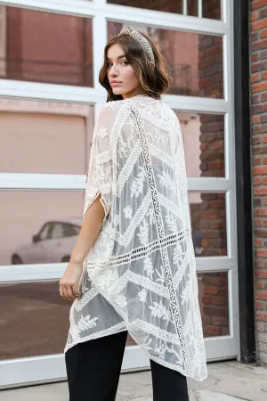 Embroidered Mesh Leaf Kimonos.
