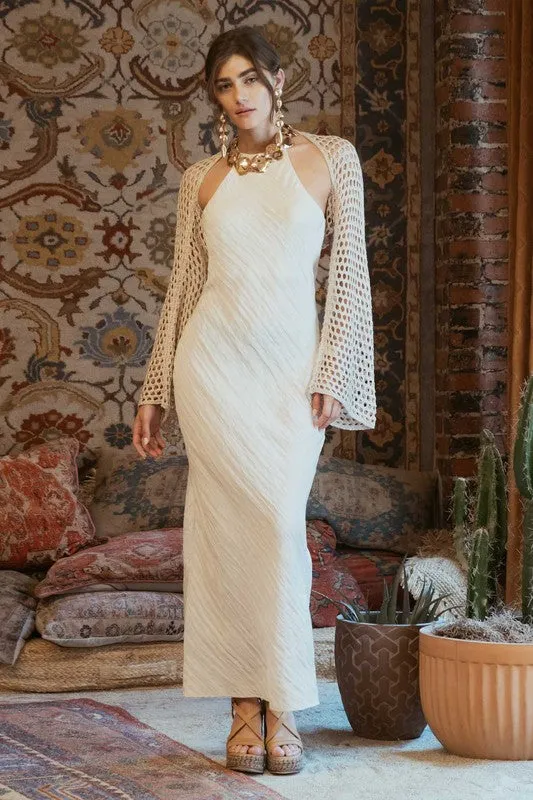 Eternal Love Halter Crinkle Maxi Dress