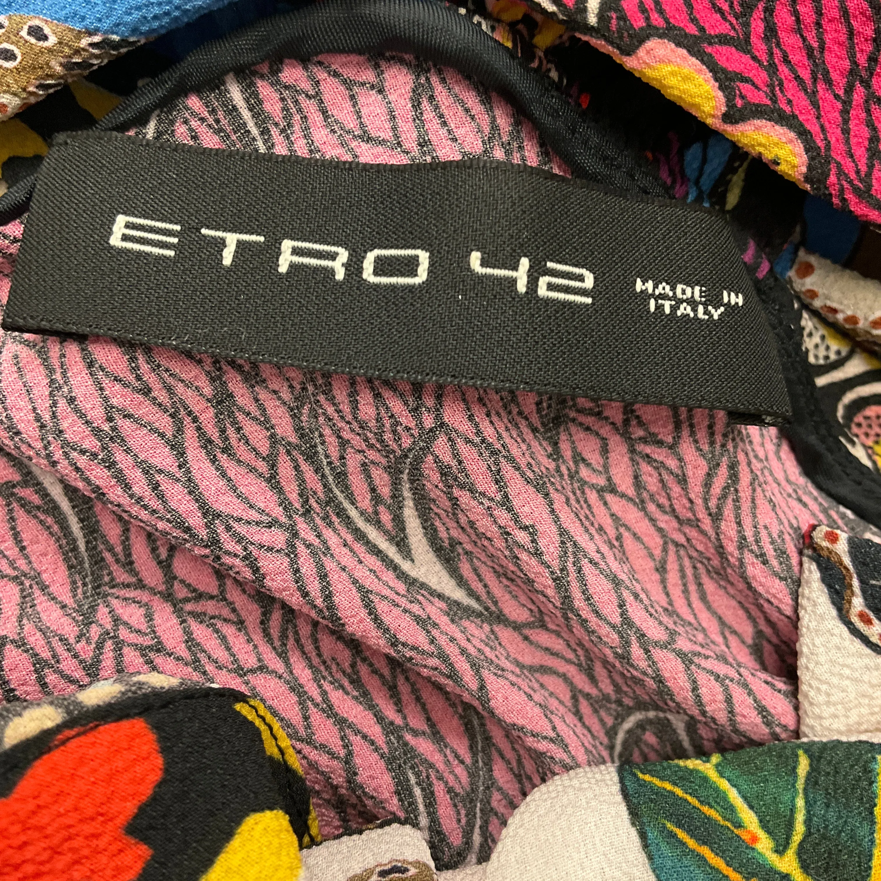 Etro Pink Multi Printed Keyhole Crepe Dress