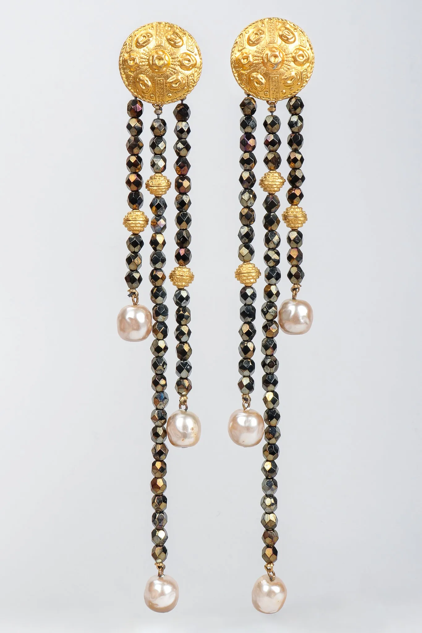 Extra-Long Beaded Drop Earrings