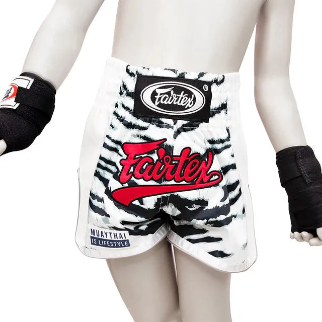 FAIRTEX KIDS SHORTS-WHITE TIGER
