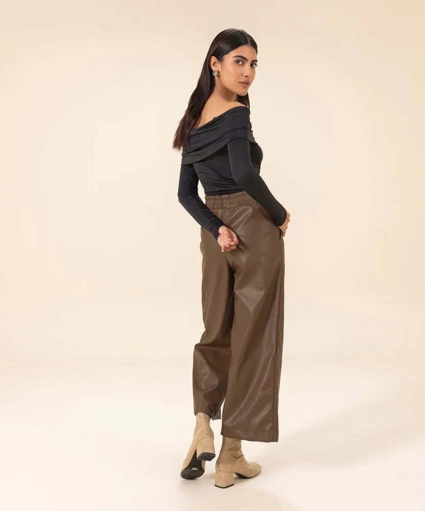 Faux Leather Pull-On Culottes