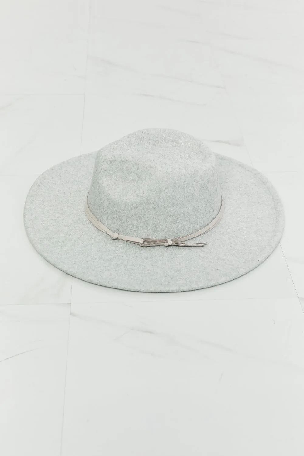 Festival Babe Fedora – Light Grey with Faux Leather Knot