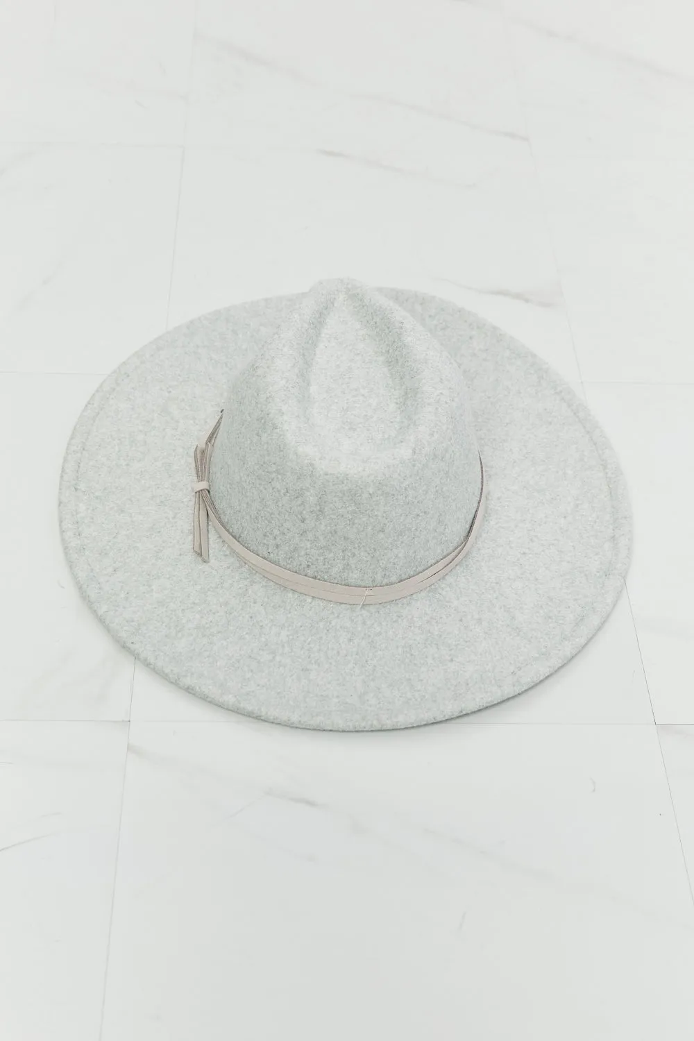 Festival Babe Fedora – Light Grey with Faux Leather Knot