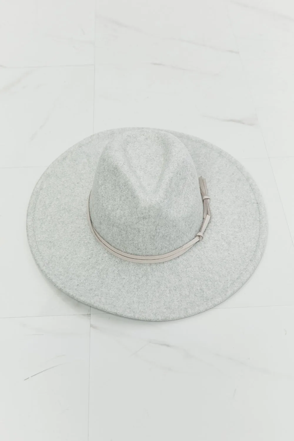 Festival Babe Fedora – Light Grey with Faux Leather Knot