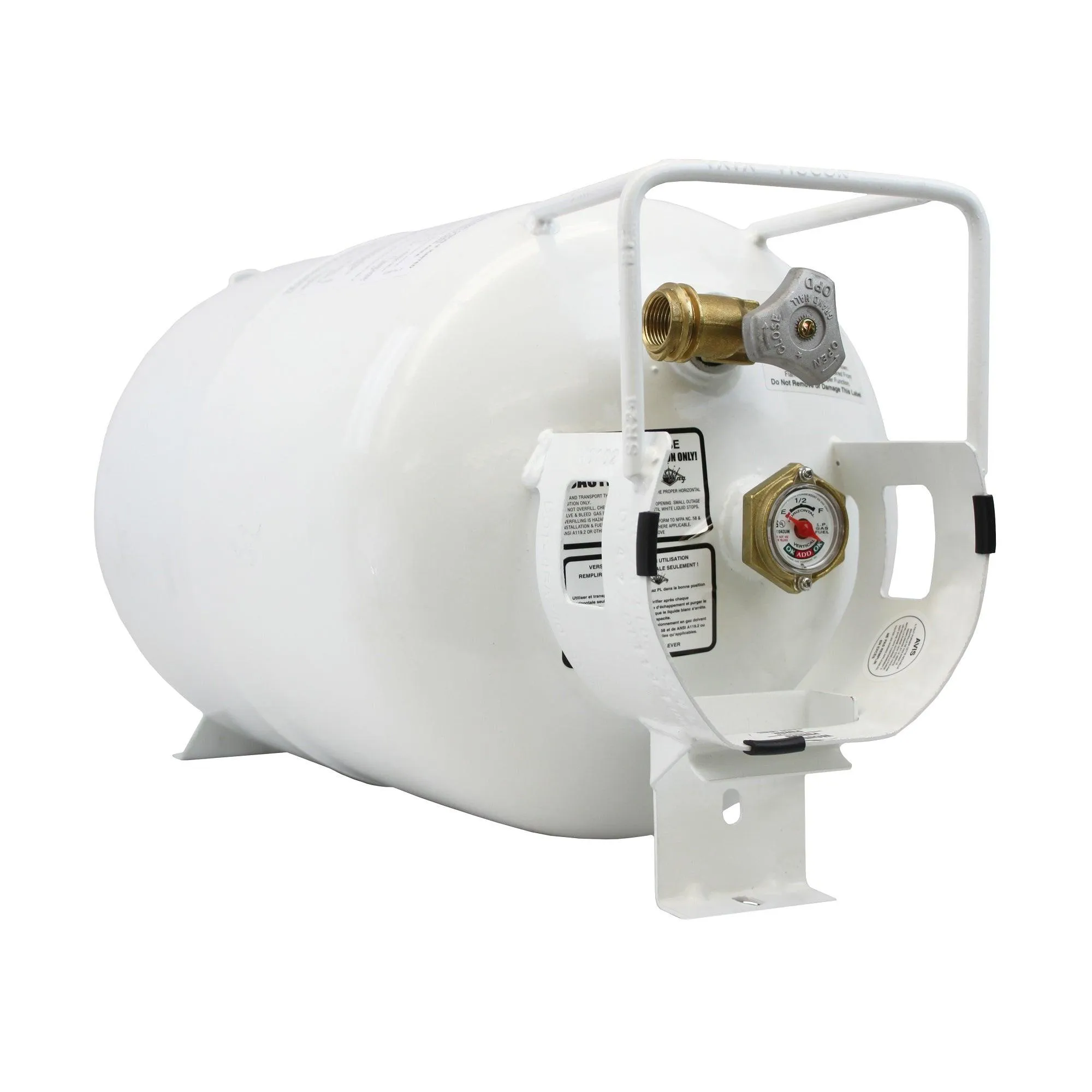 Flame King 30lb Horizontal Propane Cylinder Tank With Valve and Gauge Rv Trailer