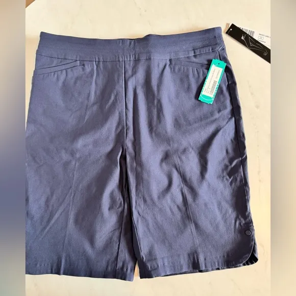 FLATTEN IT PULL-ON SNAP SLIT SHORTS - BLUE