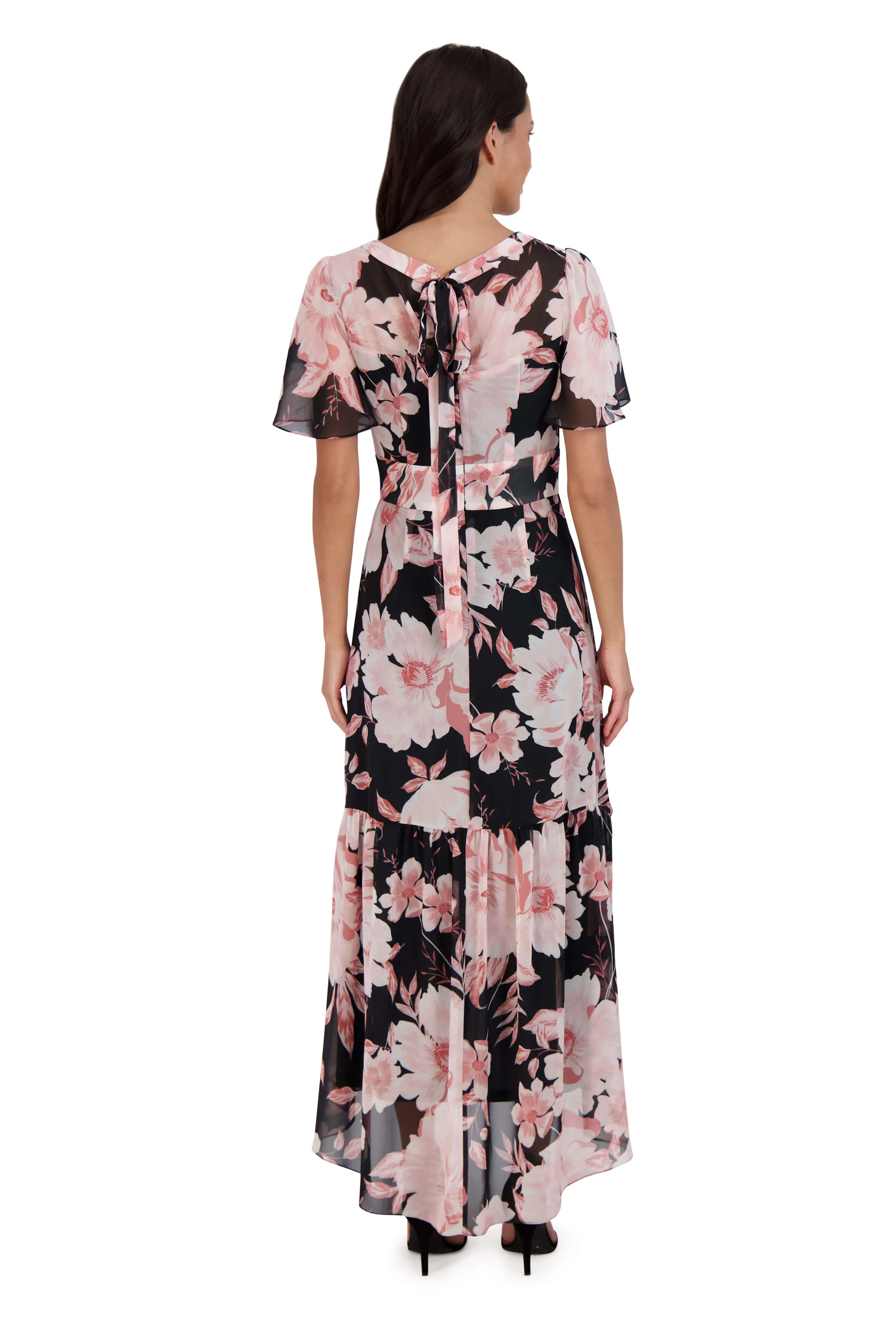 Flutter Sleeve High Low Maxi Dress