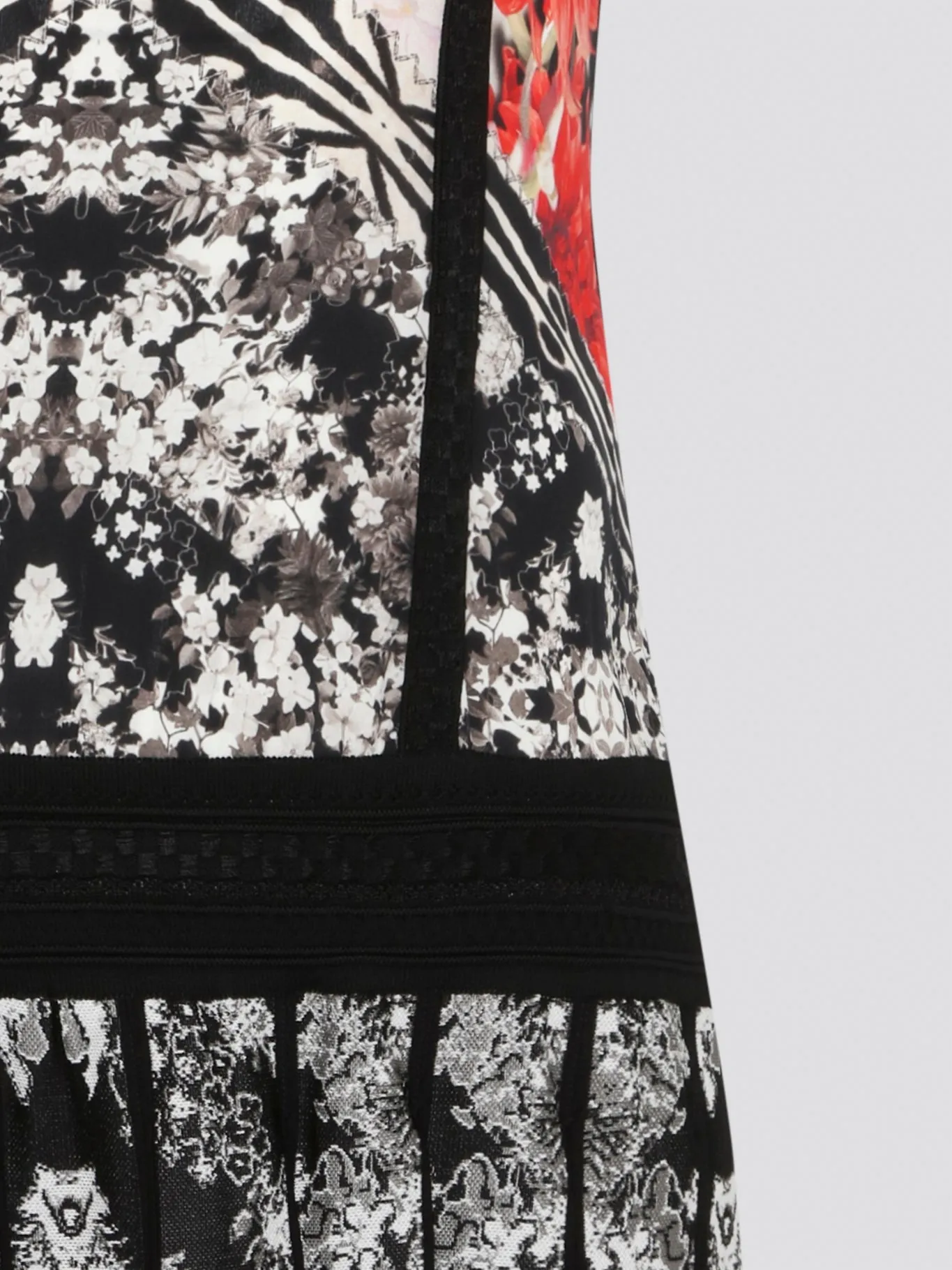 Foliage Pleated Keyhole Dress