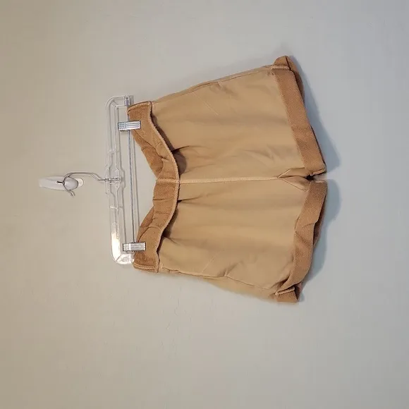 Frame Rolled Up French Terry Bio Shorts Tan Leisure Staple Elastic Waist Size SP