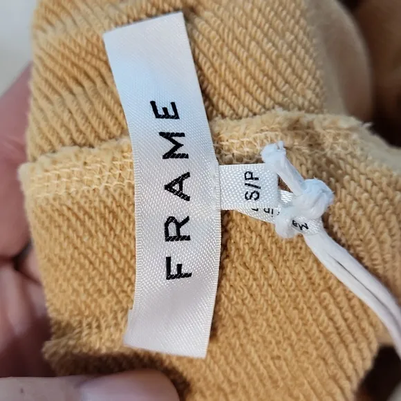 Frame Rolled Up French Terry Bio Shorts Tan Leisure Staple Elastic Waist Size SP