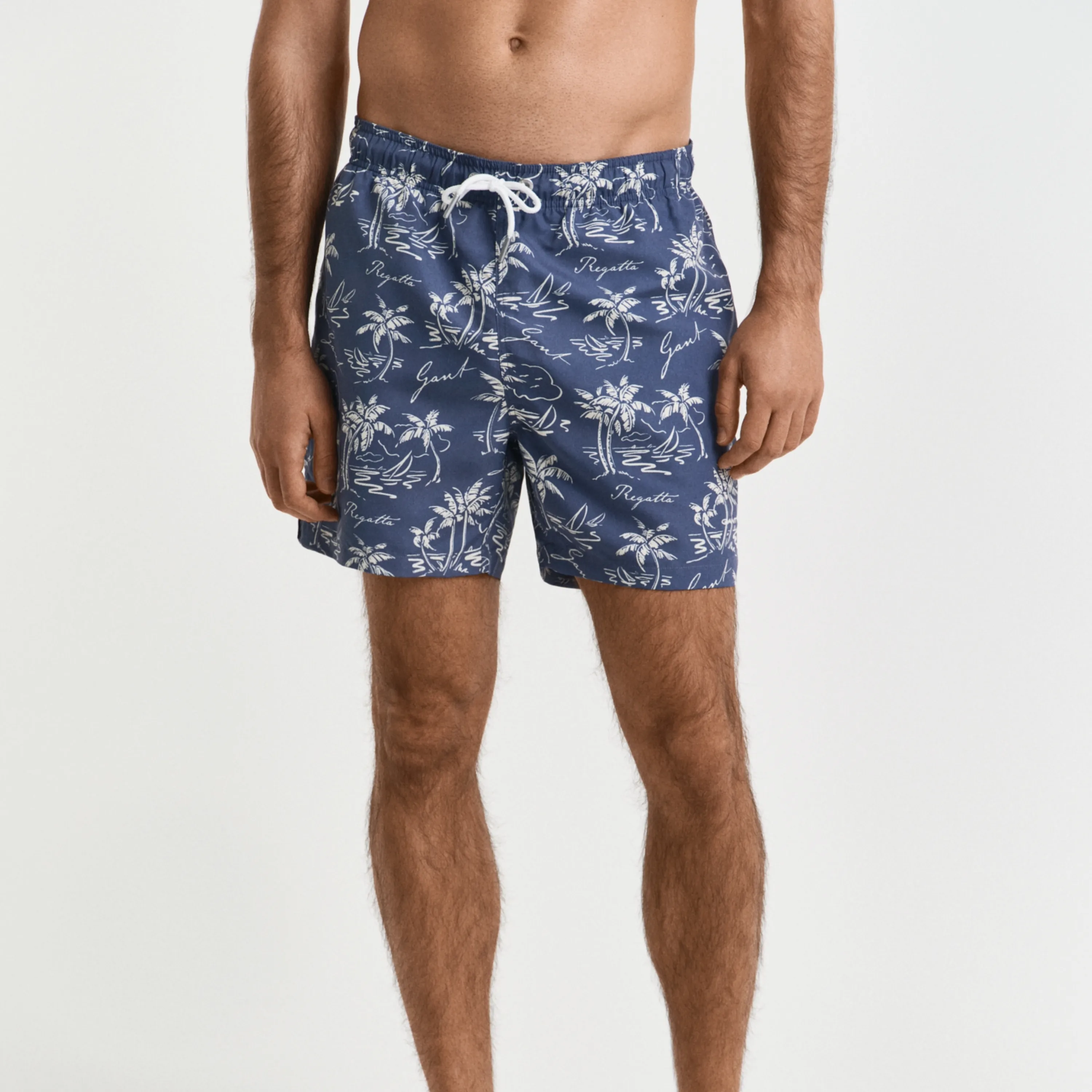Gant Island Print Swim Shorts - Dusty Navy