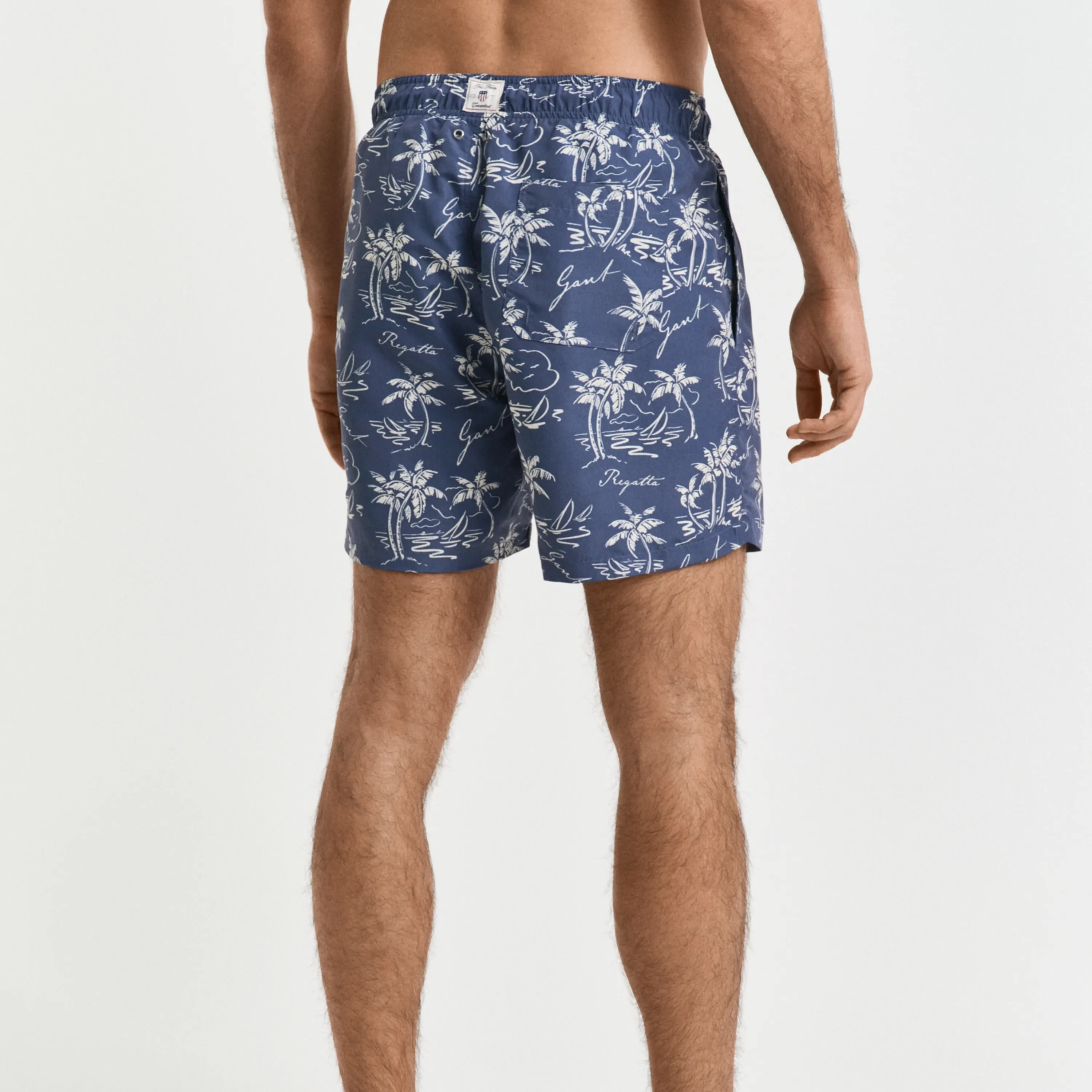 Gant Island Print Swim Shorts - Dusty Navy