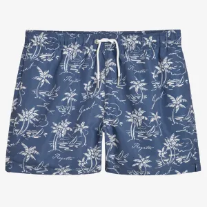 Gant Island Print Swim Shorts - Dusty Navy